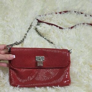 Calvin Klein Red Snake Print Crossbody Bag